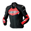 RST Motorcycle Race | Road Leather Jacket - Tractech Evo D3O Armour (Black / Flo Red)