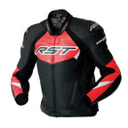 RST Motorcycle Race | Road Leather Jacket - Tractech Evo D3O Armour (Black / Flo Red)