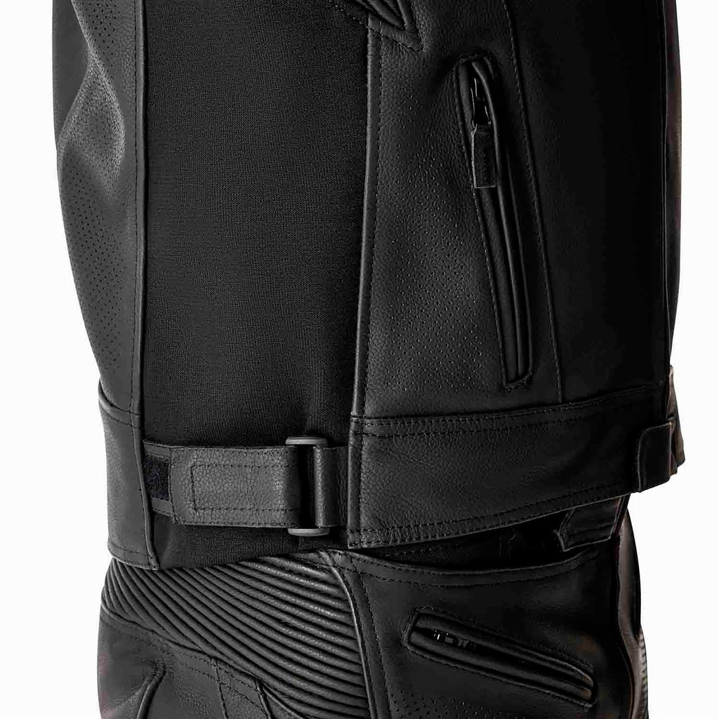 RST Motorcycle Race | Road Leather Jacket - Tractech Evo D3O Armour (Black / Flo Red)
