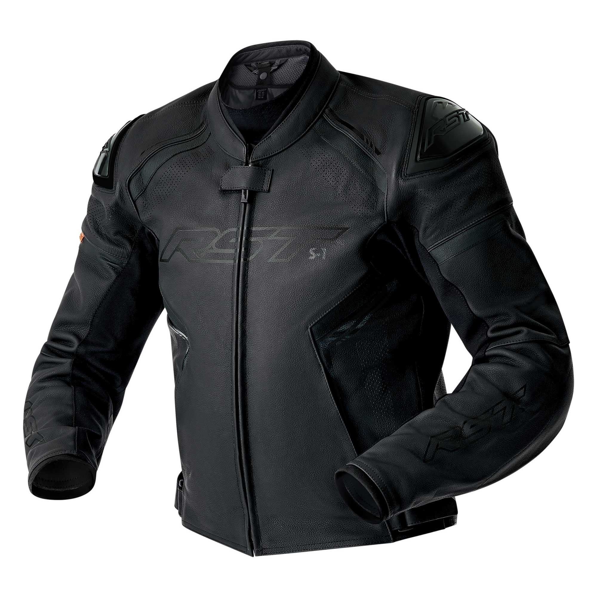 RST Motorcycle Sports | Road Leather Jacket - S1 D3O Armour (Black / Black / Black)