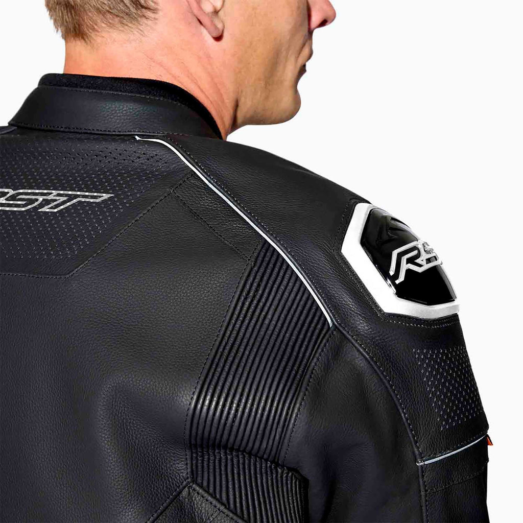RST Motorcycle Sports | Road Leather Jacket - S1 D3O Armour (Black / Black / White)