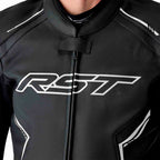 RST Motorcycle Sports | Road Leather Jacket - S1 D3O Armour (Black / Black / White)