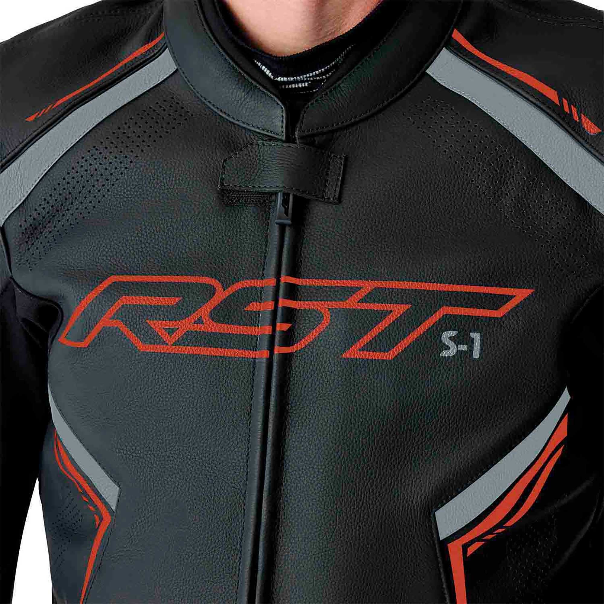 RST Motorcycle Sports | Road Leather Jacket - S1 D3O Armour (Black /  Grey / Red)
