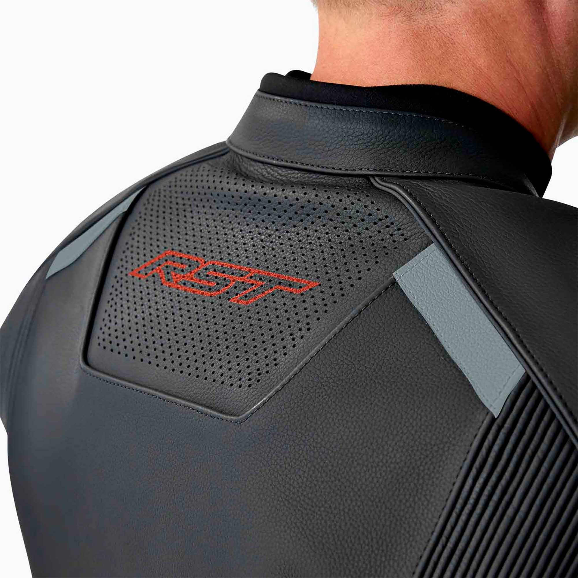 RST Motorcycle Sports | Road Leather Jacket - S1 D3O Armour (Black /  Grey / Red)