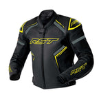 RST Motorcycle Sports | Road Leather Jacket - S1 D3O Armour (Black / Grey / Flo Yellow)