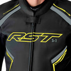 RST Motorcycle Sports | Road Leather Jacket - S1 D3O Armour (Black / Grey / Flo Yellow)