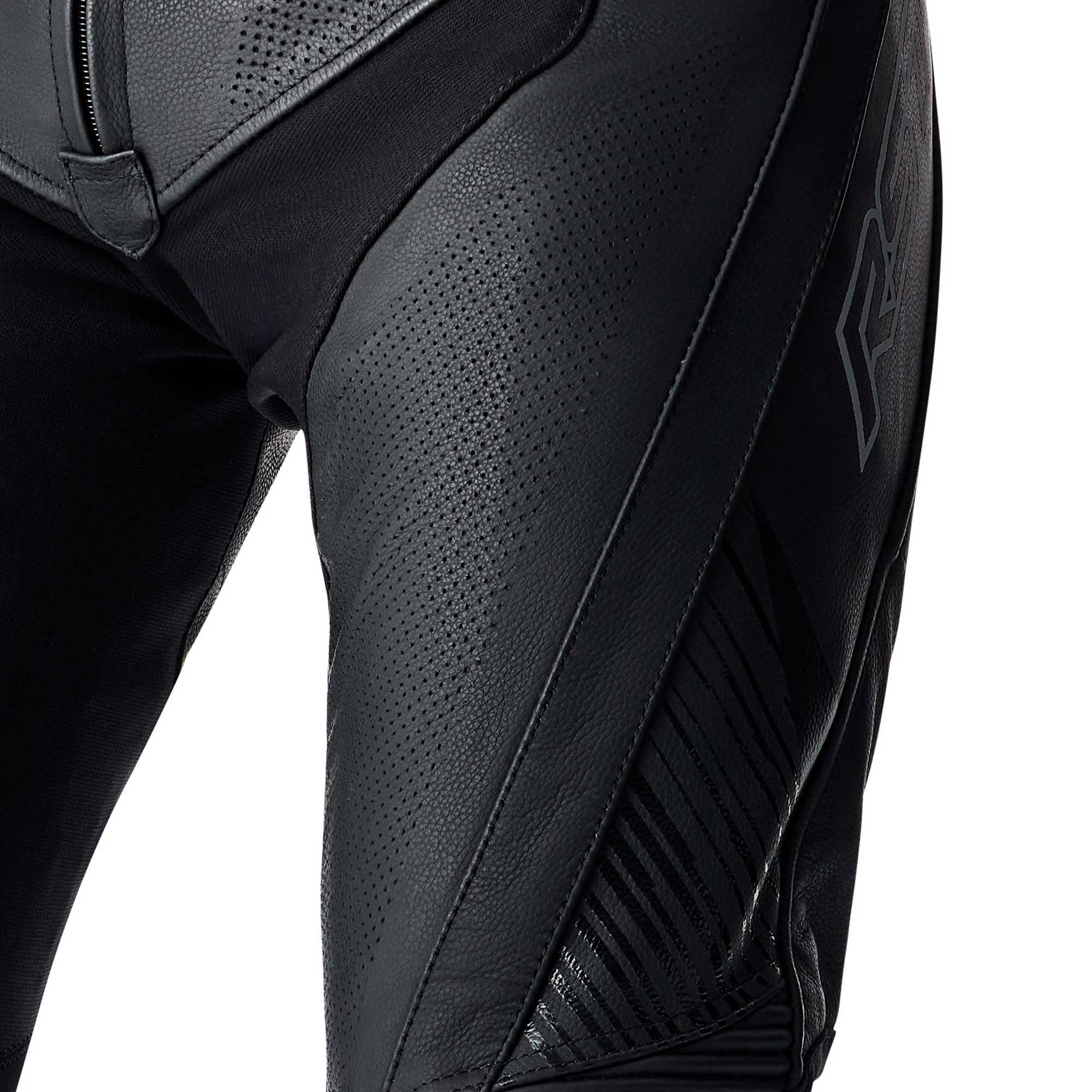 RST Motorcycle Race | Road Leather Jeans - Tractech Evo D3O Armour *Short Leg* (Black / Black)