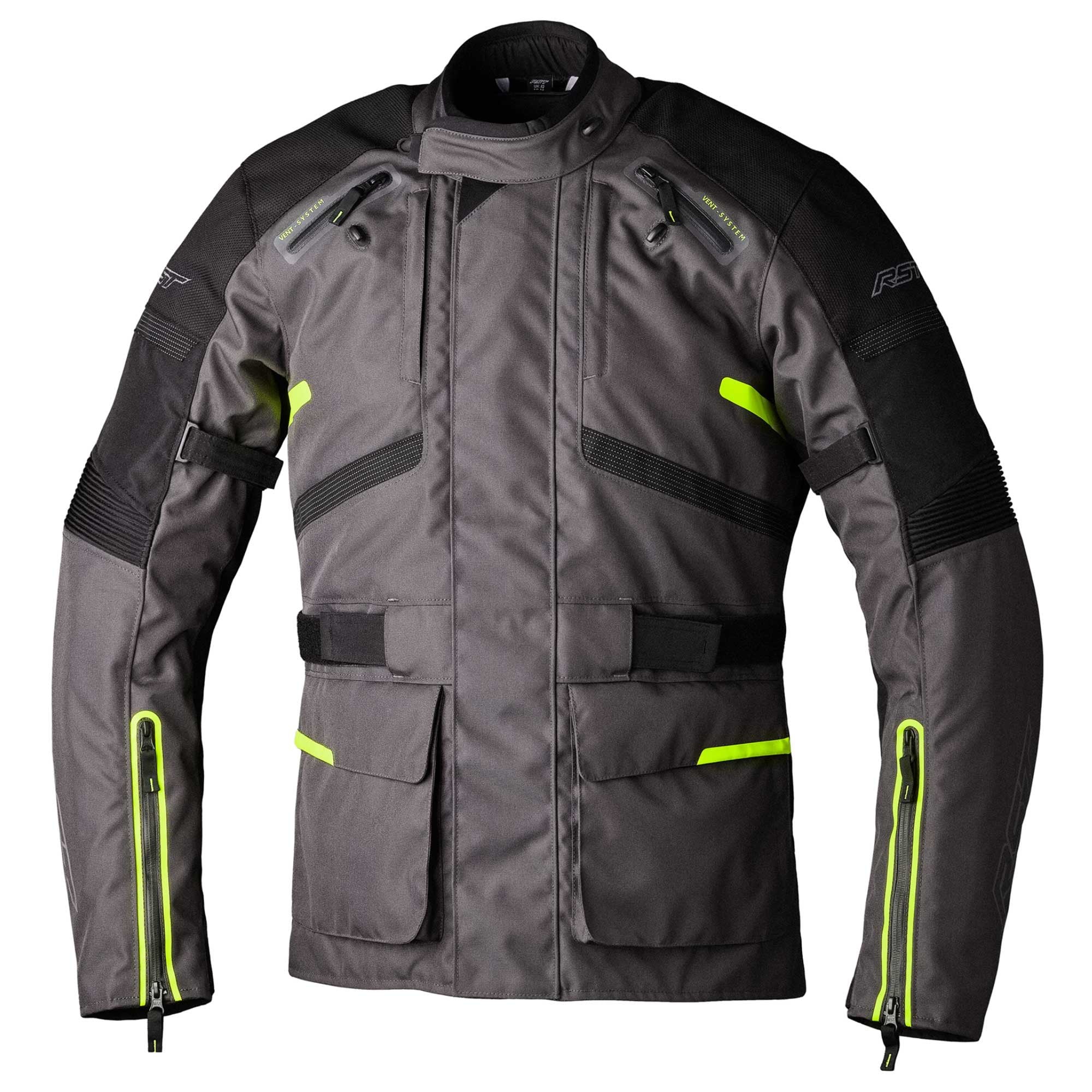 RST Motorcycle Adventure Textile Jacket - Endurance CE (Graphite / Flo Yellow)