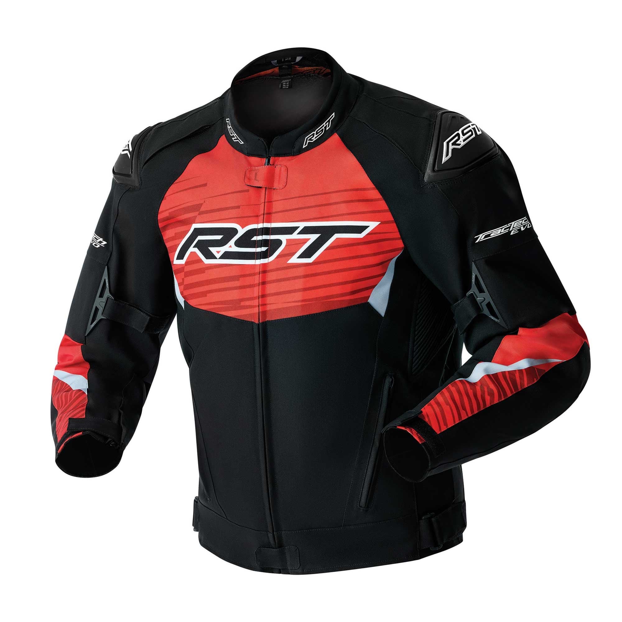 RST Motorcycle Sports | Road Textile Jacket - Tractech Evo D3O Armour (Black / Flo Red)