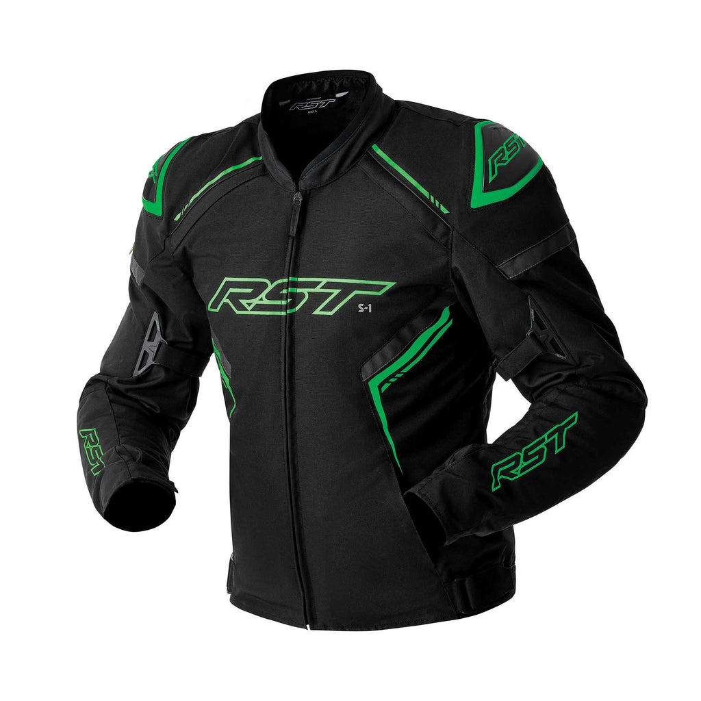 RST Motorcycle Sports | Road Textile Jacket - S1 D3O Armour (Black / Grey / Flo Green)