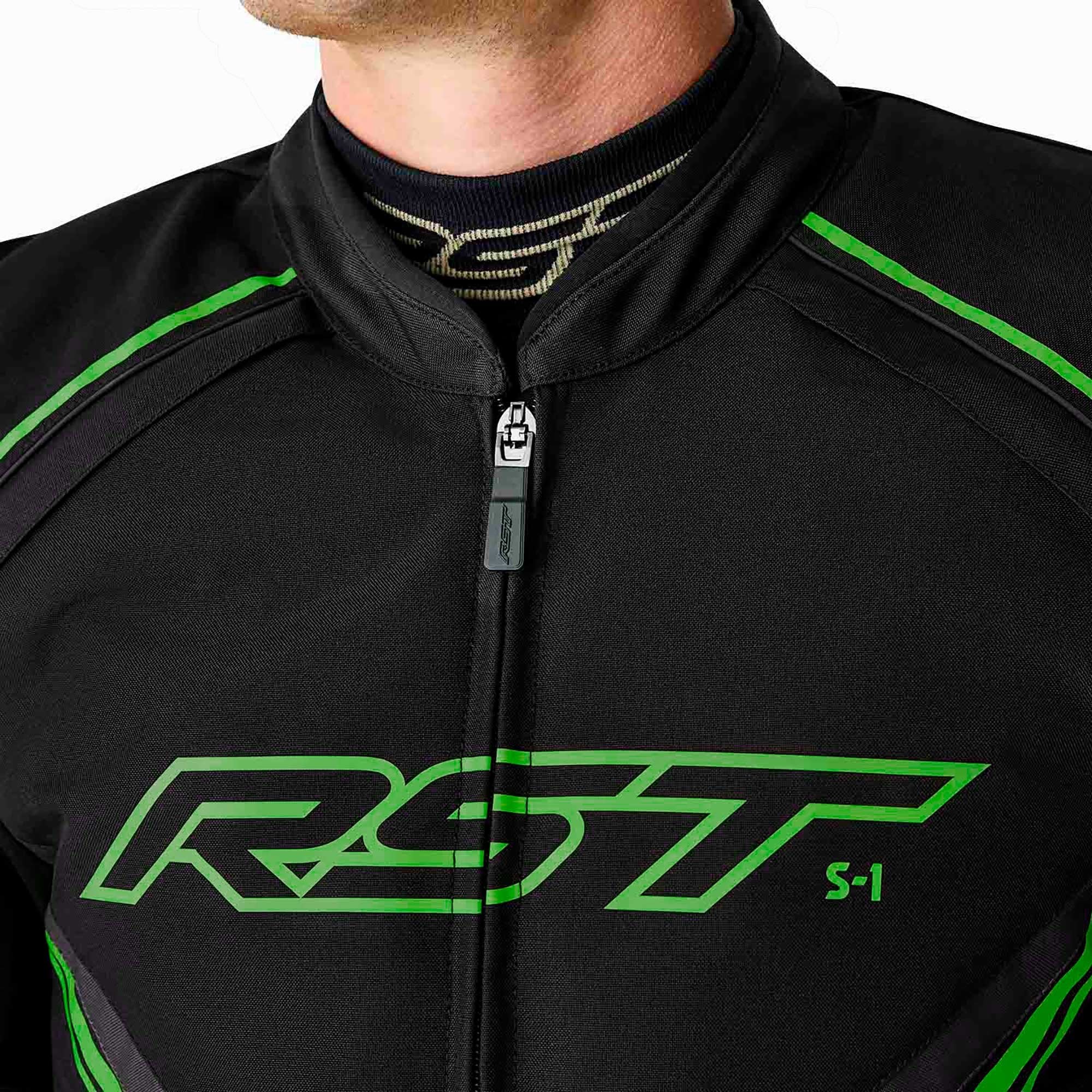 RST Motorcycle Sports | Road Textile Jacket - S1 D3O Armour (Black / Grey / Flo Green)