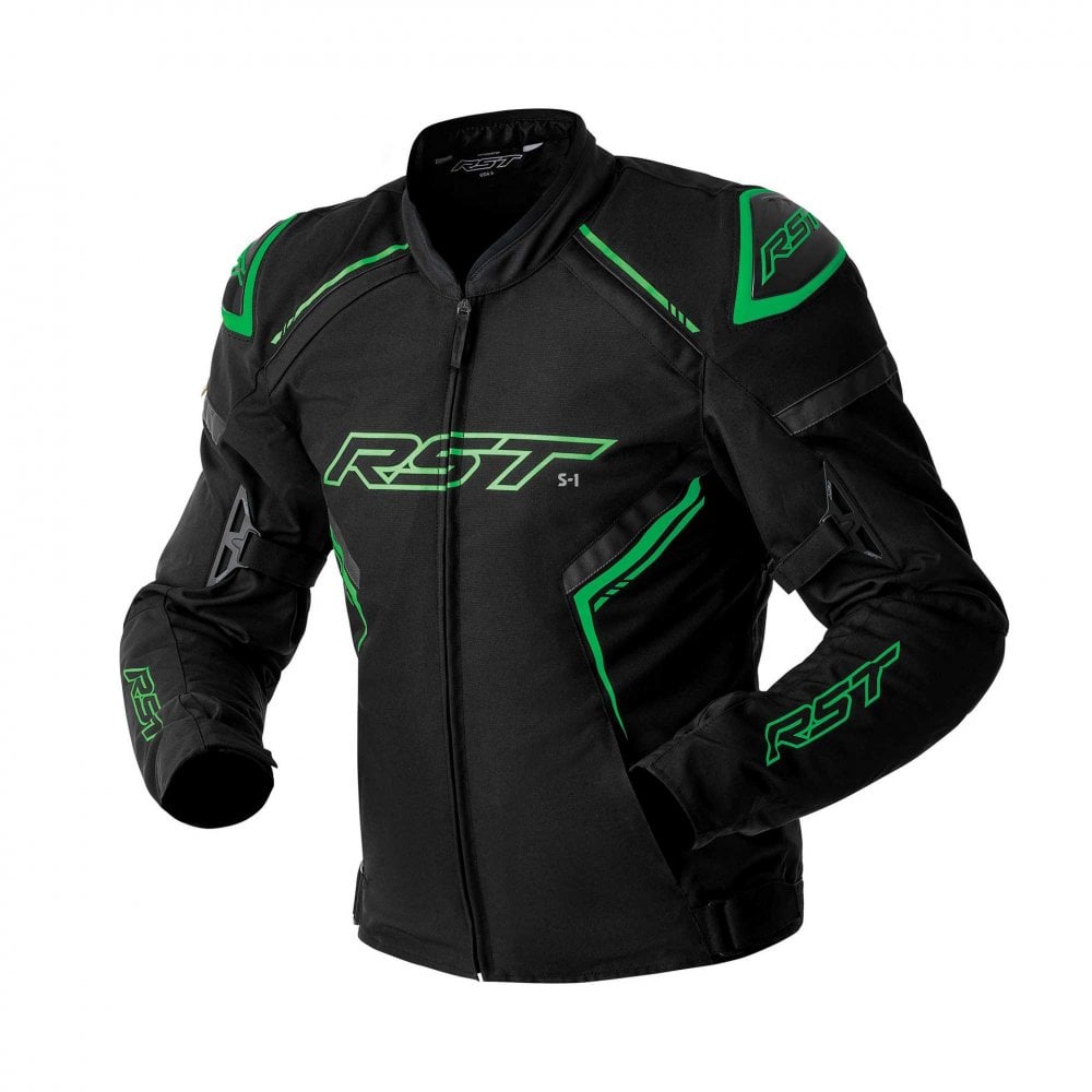 RST Motorcycle Sports | Road Textile Jacket - S1 D3O Armour (Black / Grey / Flo Green)