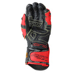 RST Motorcycle Race | Road Leather Gloves - Pro Series GP D3O Armour (Black / Flo Red)