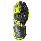RST Motorcycle Race | Road Leather Gloves - Pro Series GP D3O Armour (Black / Flo Yellow)