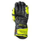 RST Motorcycle Race | Road Leather Gloves - Pro Series GP D3O Armour (Black / Flo Yellow)