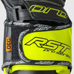 RST Motorcycle Race | Road Leather Gloves - Pro Series GP D3O Armour (Black / Flo Yellow)