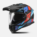 LS2 Motorcycle Adventure Helmet - MX702 BLOCK (Black/Red/Blue)