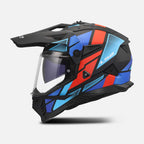LS2 Motorcycle Adventure Helmet - MX702 BLOCK (Black/Red/Blue)
