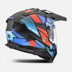 LS2 Motorcycle Adventure Helmet - MX702 BLOCK (Black/Red/Blue)