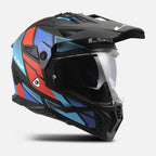 LS2 Motorcycle Adventure Helmet - MX702 BLOCK (Black/Red/Blue)