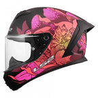 LS2 Motorcycle Road Helmet - FF820 Rapid 3 Poppies (Matt Black/Pink)