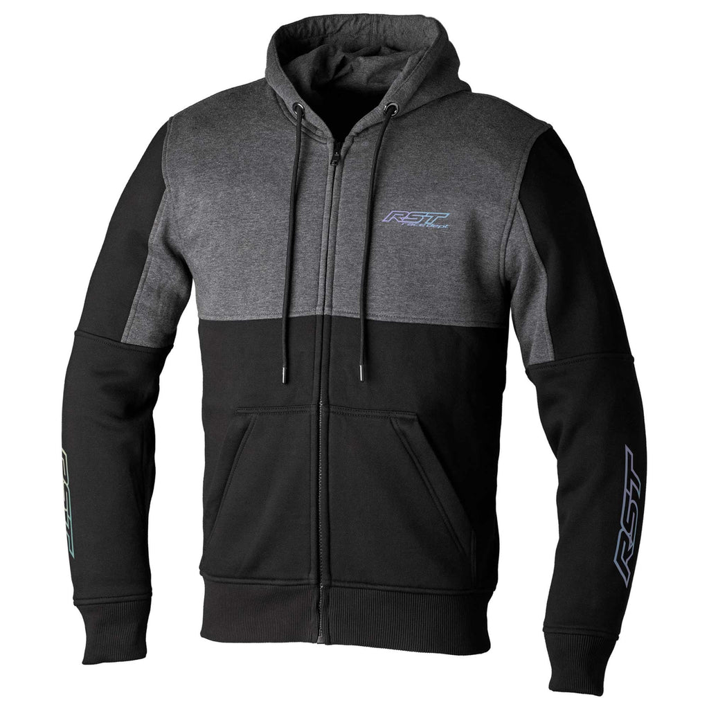 RST Motorcycle Riding Hoodie - Zip Through Team CE (Black / Grey)