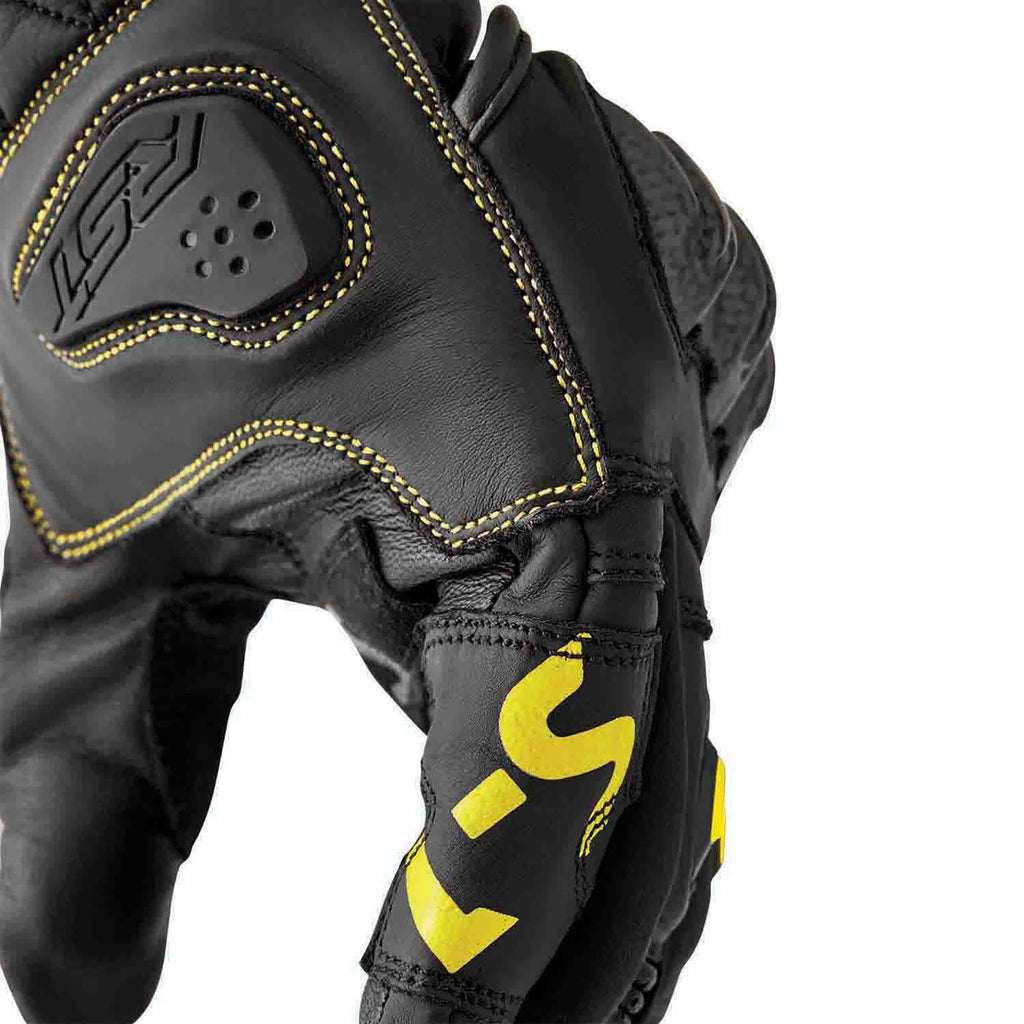 RST S1 V2 CE Motorcycle Road | Sports Leather Gloves (Black / Flo Yellow)