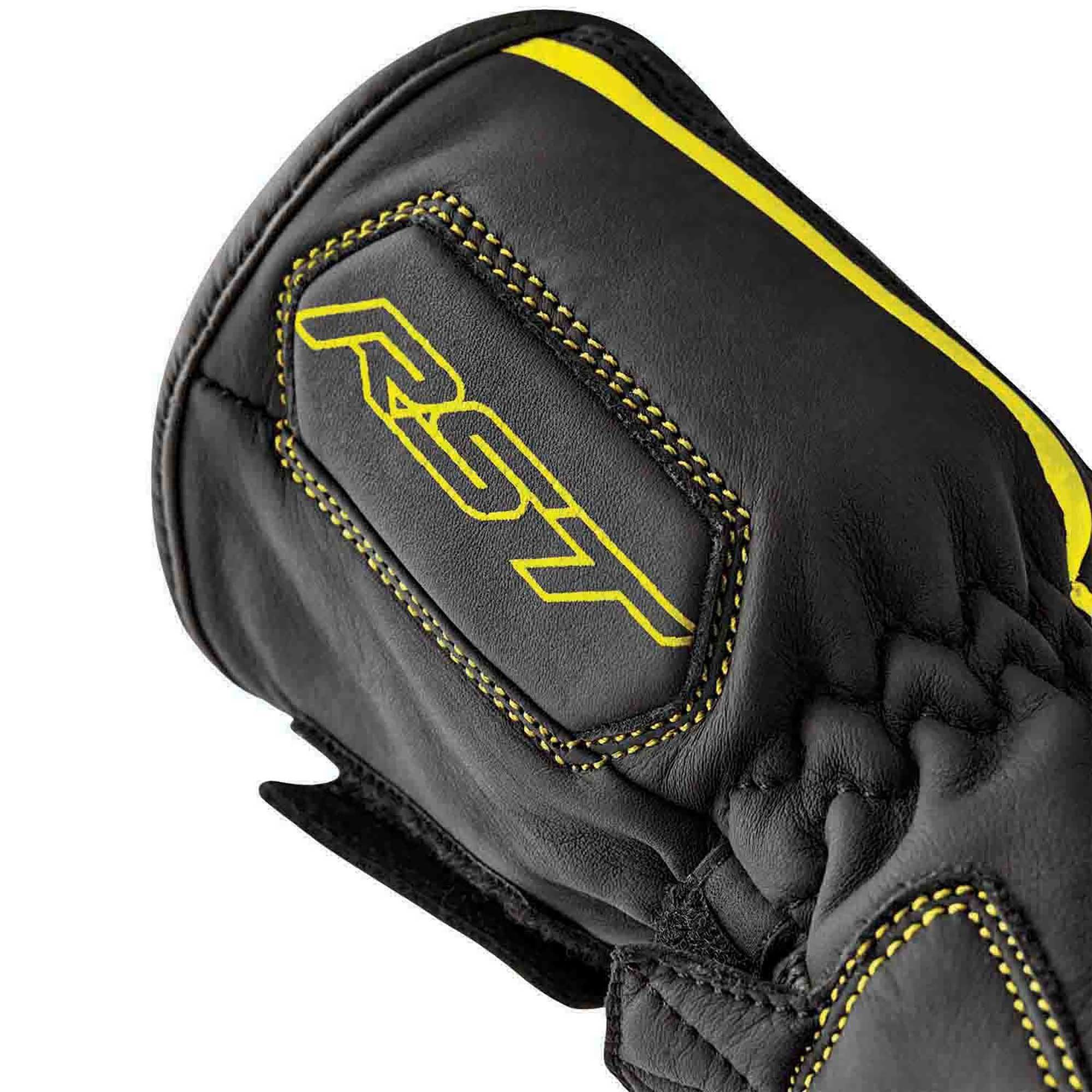 RST S1 V2 CE Motorcycle Road | Sports Leather Gloves (Black / Flo Yellow)