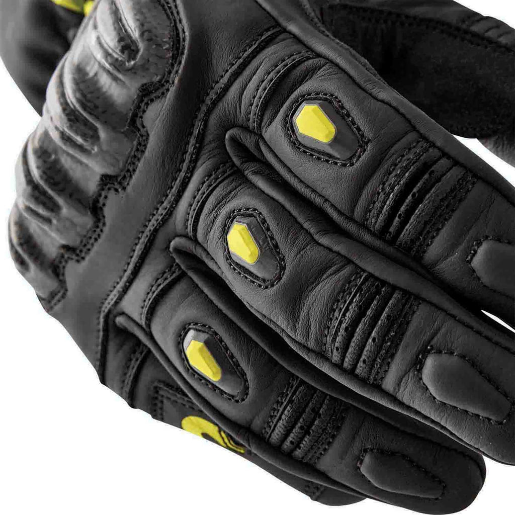 RST S1 V2 CE Motorcycle Road | Sports Leather Gloves (Black / Flo Yellow)