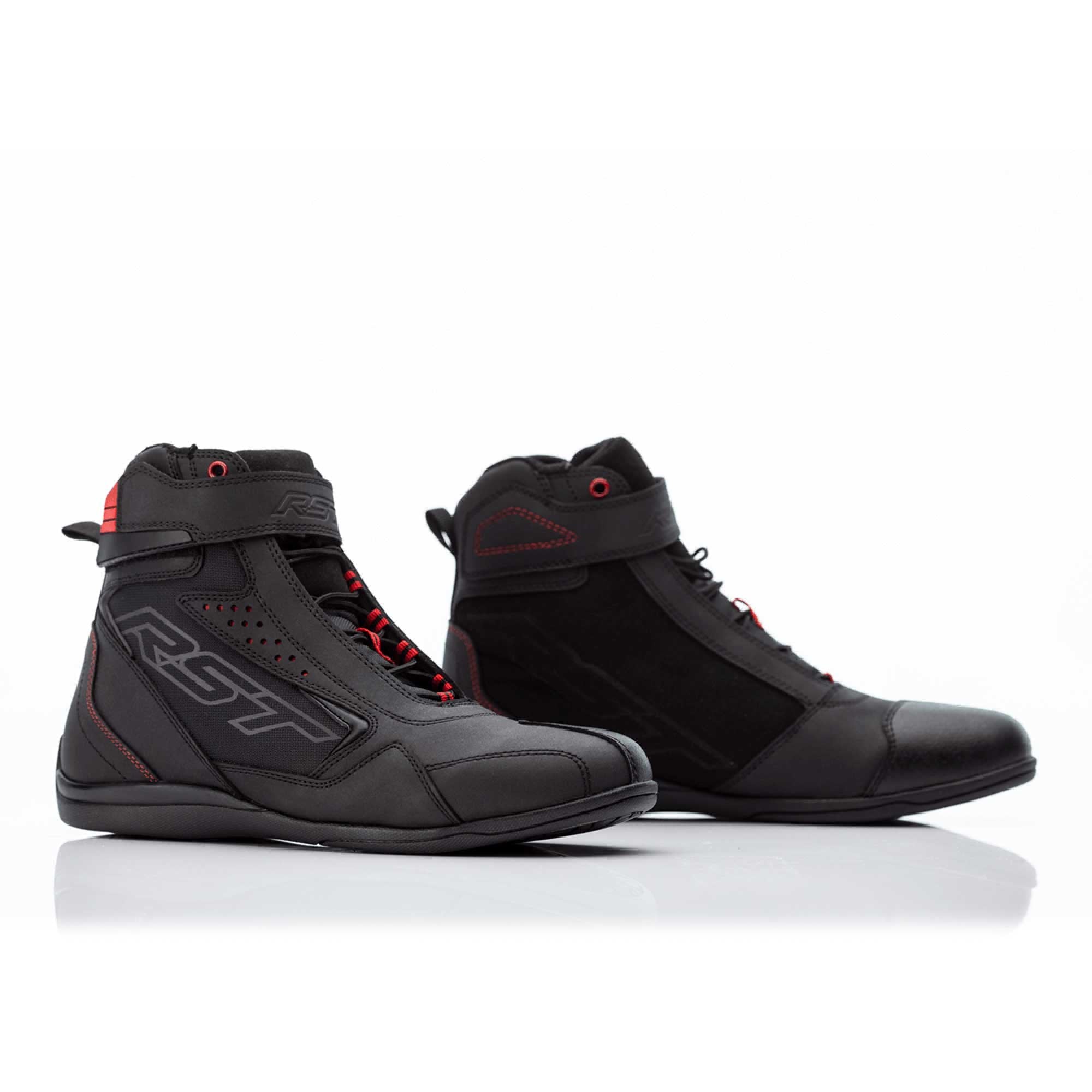 RST Motorcycle Road Short Boots - Frontier CE Riding Shoe (Black / Red)