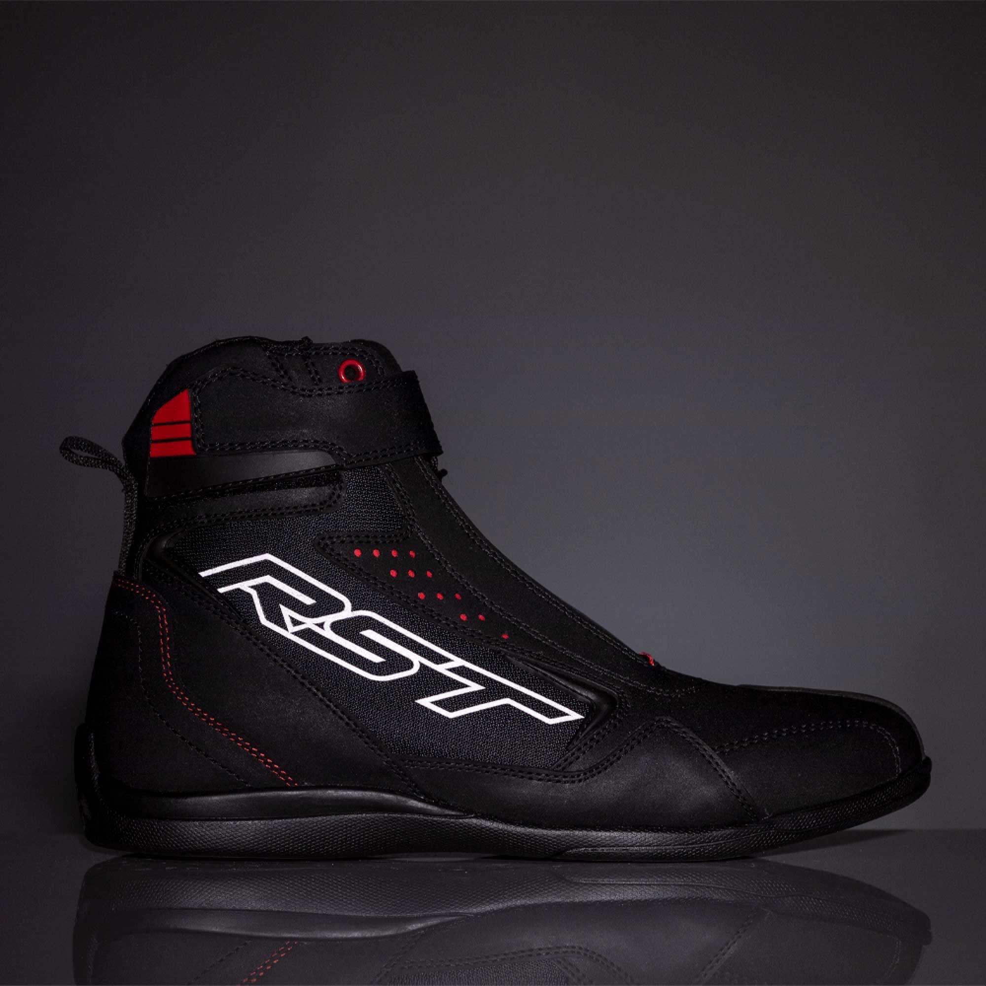 RST Motorcycle Road Short Boots - Frontier CE Riding Shoe (Black / Red)