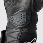 RST Motorcycle Sports Leather Short Gloves - Freestyle 3 D3O Armour (Black / Black)