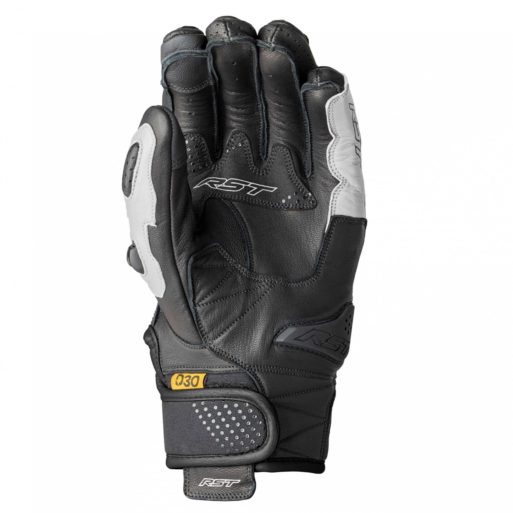 RST Motorcycle Sports Leather Short Gloves - Freestyle 3 D3O Armour (Black / White)