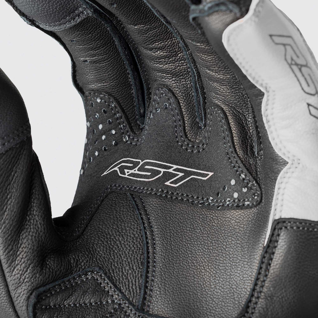 RST Motorcycle Sports Leather Short Gloves - Freestyle 3 D3O Armour (Black / White)