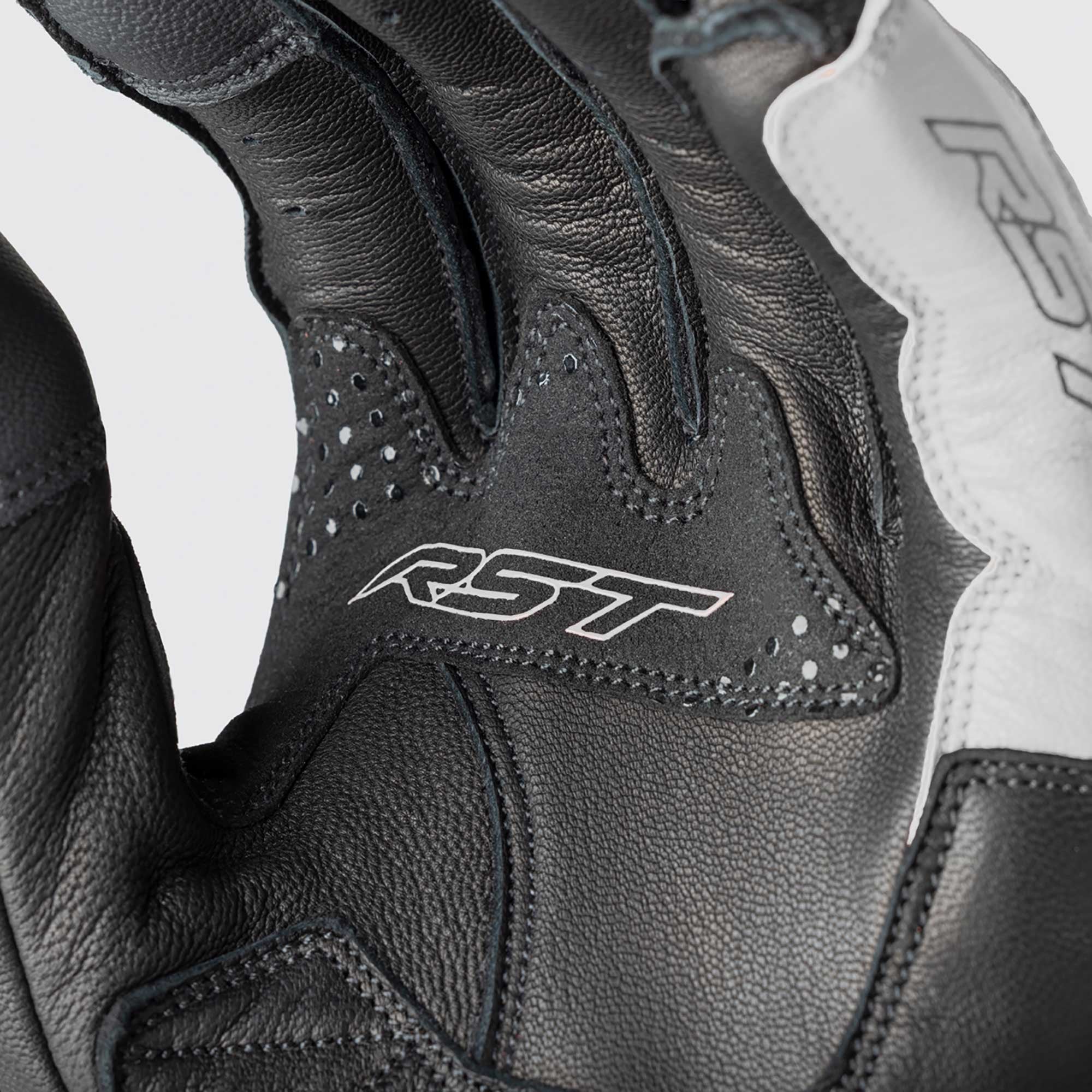 RST Motorcycle Sports Leather Short Gloves - Freestyle 3 D3O Armour (Black / White)