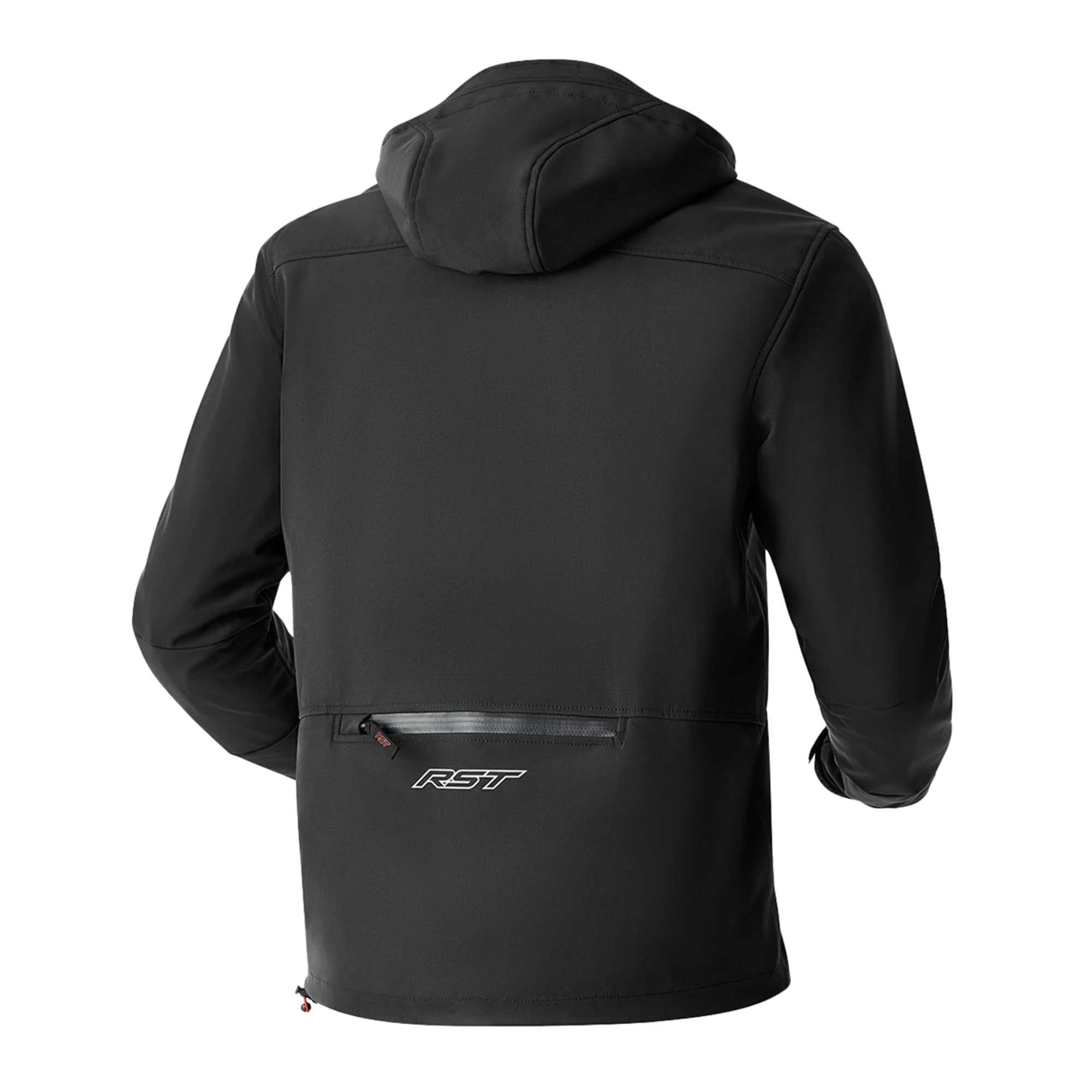 RST Motorcycle Riding Hoodie Jacket - Havoc Softshell D3O Armour (Black)