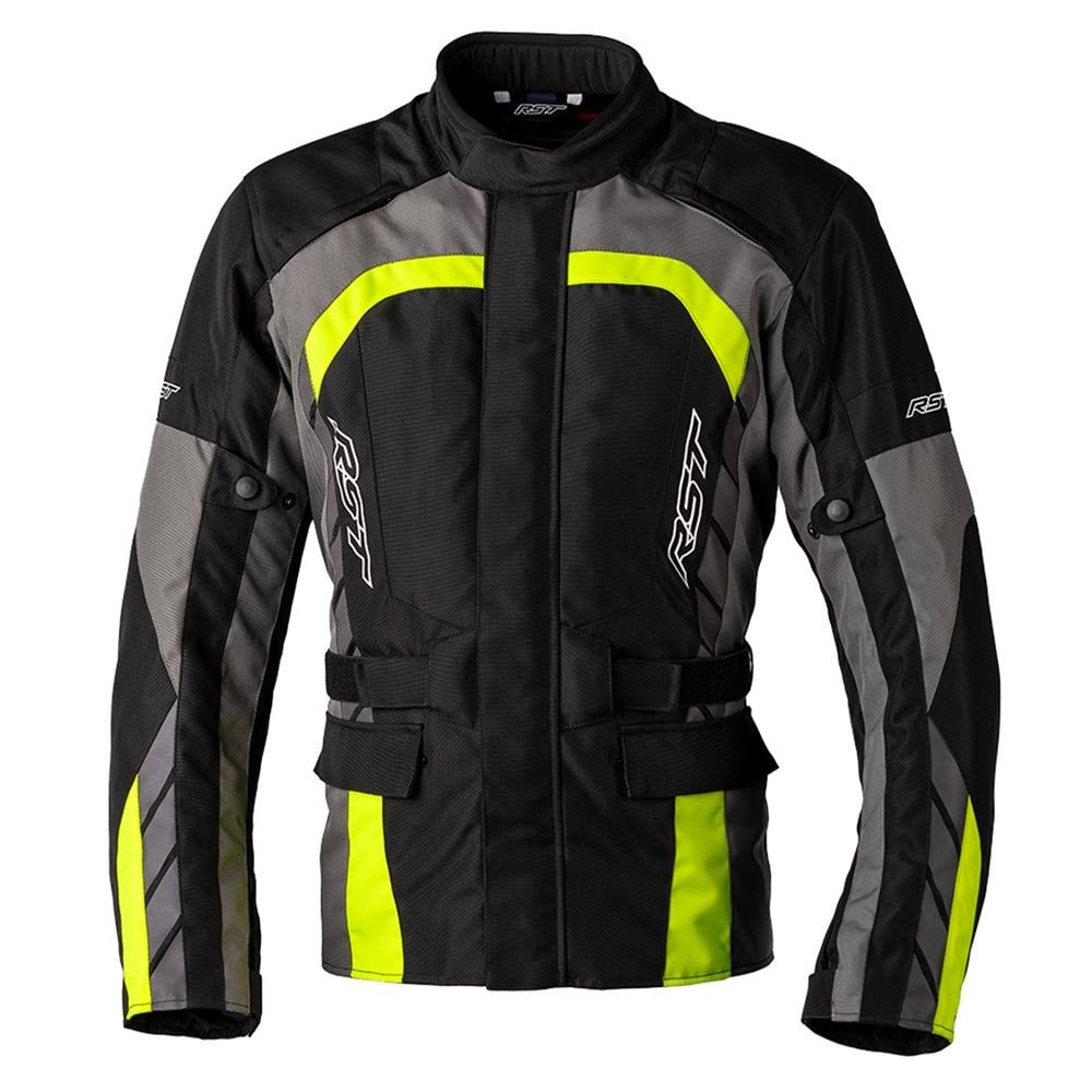 RST Motorcycle Touring Textile Jacket - Alpha 5 CE Waterproof (Black/Flo Yellow)