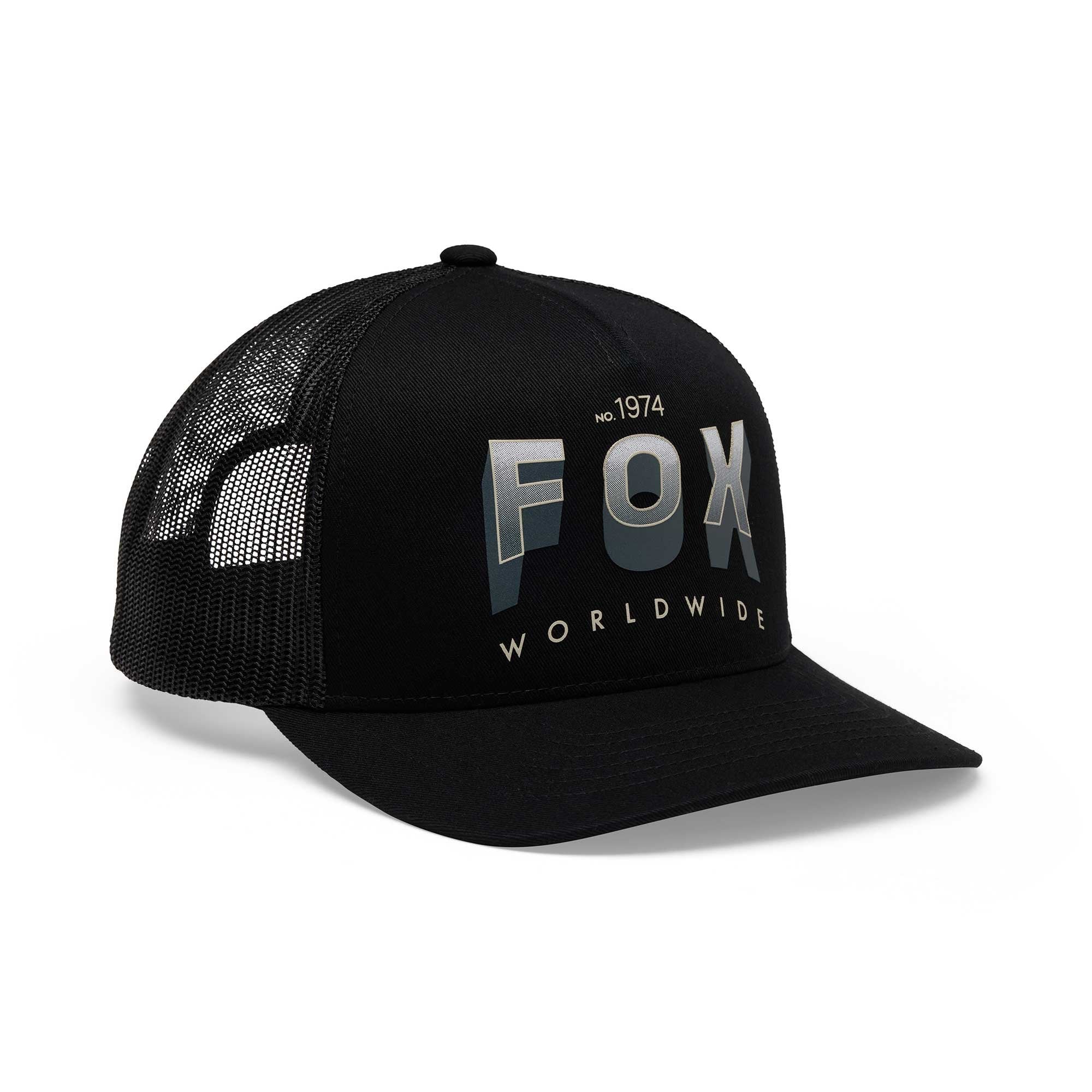 FOX Racing Mens Cap - Block Mesh Trucker Hat (Black)