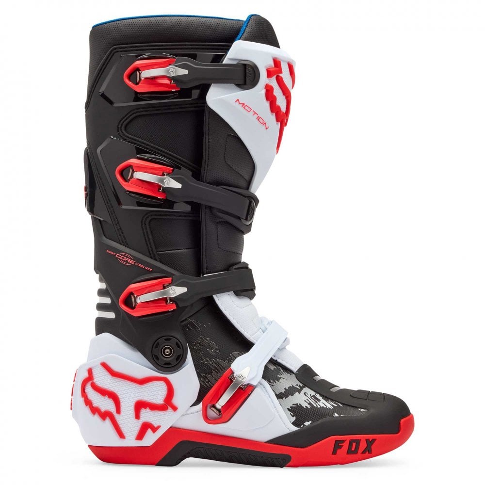 FOX Racing Motocross Boots - MOTION 2.0 (White/Fluo Red/Black)