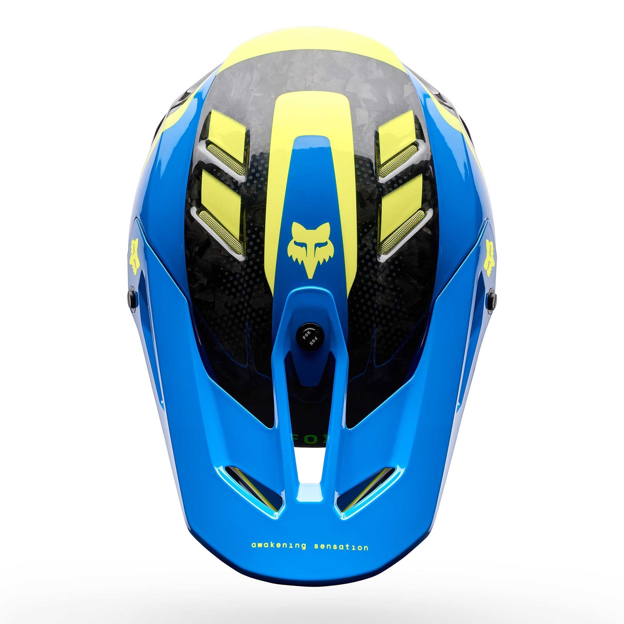 FOX Racing MX | Enduro Helmet - V3 RS Carbon TACTILE (Carbon/Blue/Yellow)