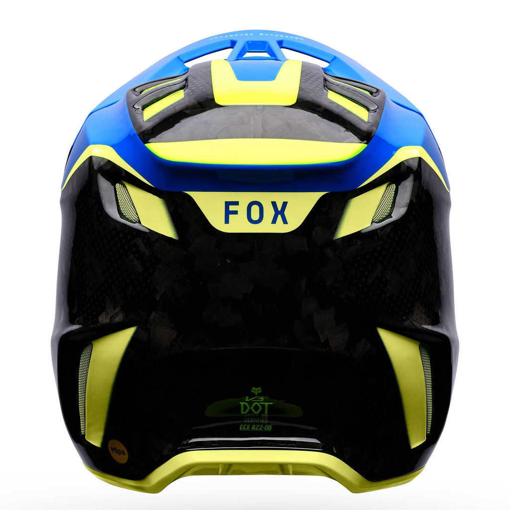 FOX Racing MX | Enduro Helmet - V3 RS Carbon TACTILE (Carbon/Blue/Yellow)