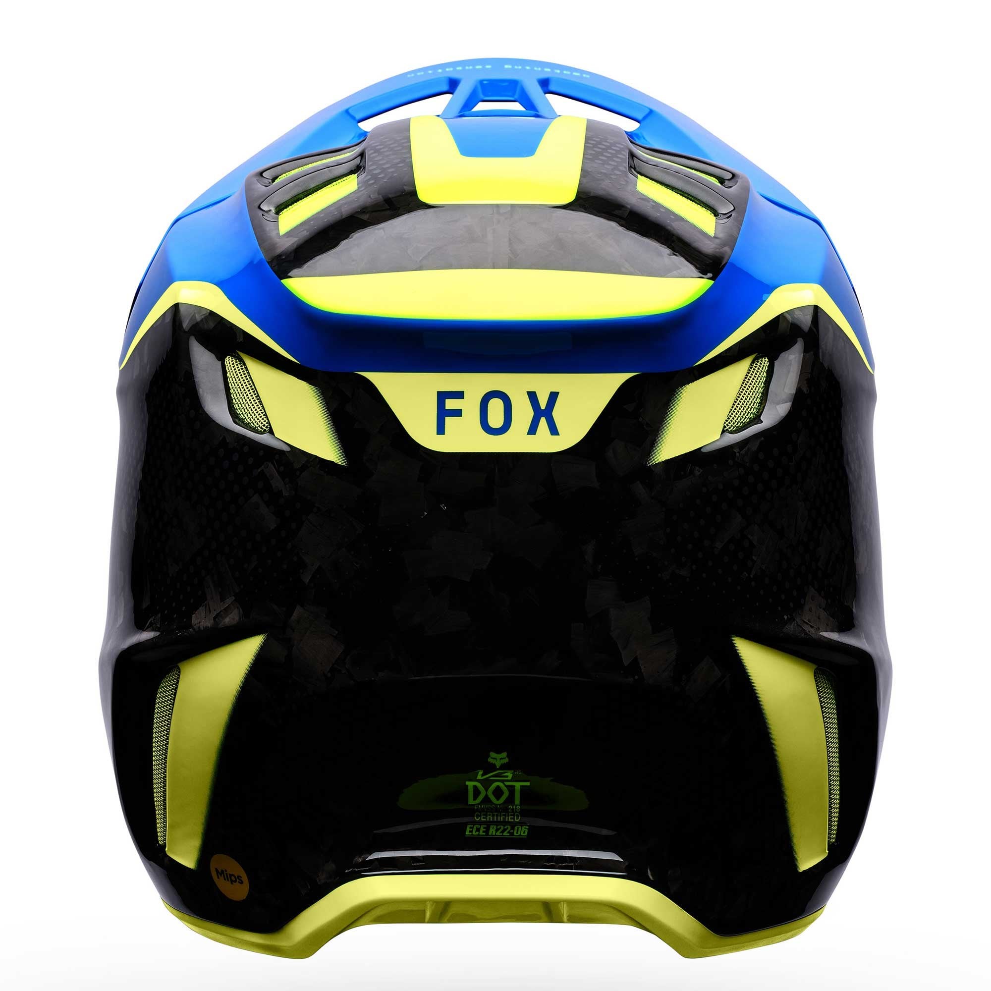 FOX Racing MX | Enduro Helmet - V3 RS Carbon TACTILE (Carbon/Blue/Yellow)
