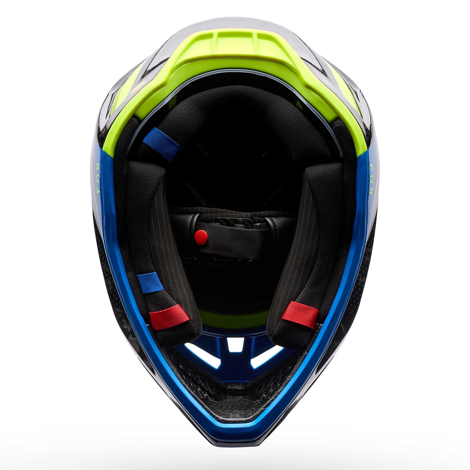 FOX Racing MX | Enduro Helmet - V3 RS Carbon TACTILE (Carbon/Blue/Yellow)