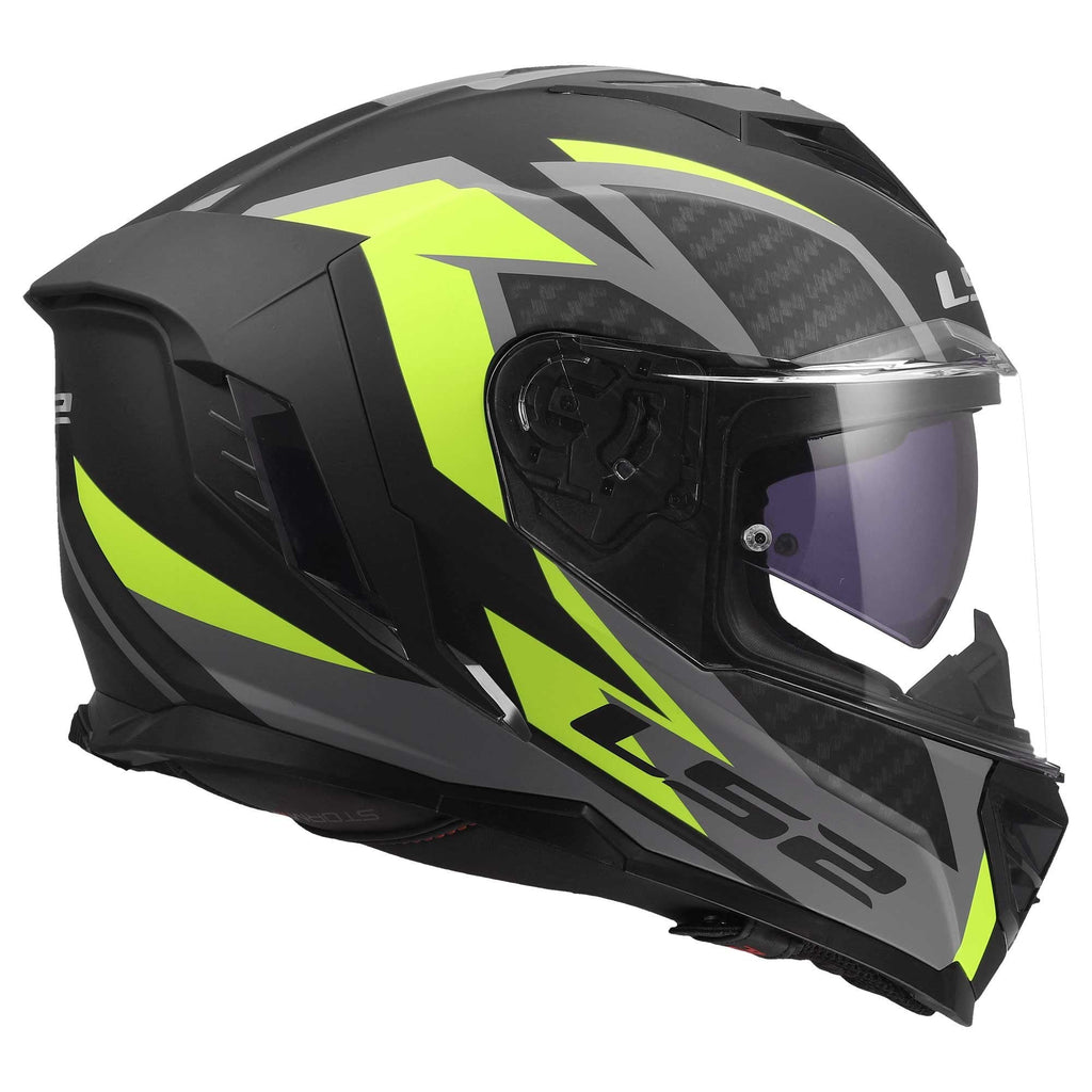 LS2 Motorcycle Road | Urban Helmet - FF818 Storm 3 DYNAMO (Matt Black/Yellow Fluo/Grey)