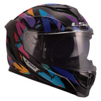 LS2 Motorcycle Road | Urban Helmet - FF818 Storm 3 KAOS (Black/Purple/Pink/Blue)