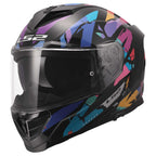 LS2 Motorcycle Road | Urban Helmet - FF818 Storm 3 KAOS (Black/Purple/Pink/Blue)