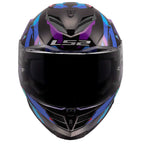 LS2 Motorcycle Road | Urban Helmet - FF818 Storm 3 KAOS (Black/Purple/Pink/Blue)
