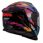 LS2 Motorcycle Road | Urban Helmet - FF818 Storm 3 KAOS (Black/Purple/Pink/Blue)