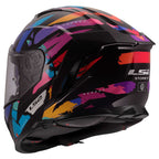 LS2 Motorcycle Road | Urban Helmet - FF818 Storm 3 KAOS (Black/Purple/Pink/Blue)