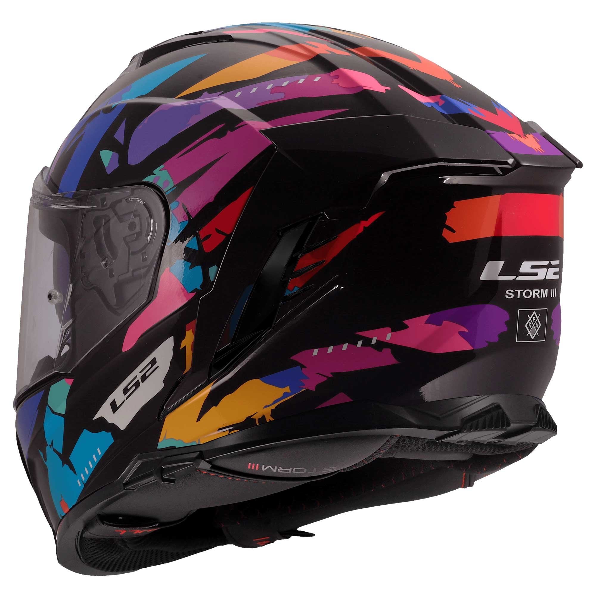 LS2 Motorcycle Road | Urban Helmet - FF818 Storm 3 KAOS (Black/Purple/Pink/Blue)